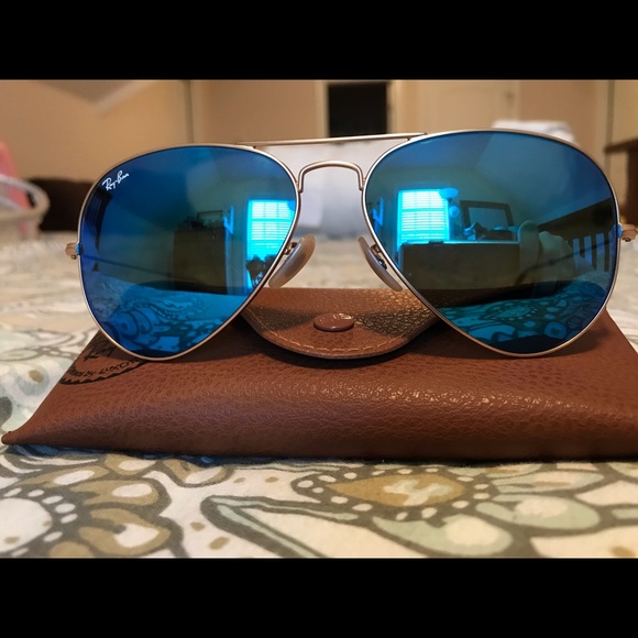 Ray-Ban metal blue lens Aviator Sunglasses - Picture 2 of 8